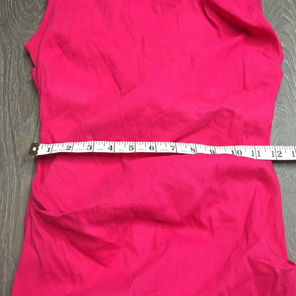 Artelier by Nicole Miller Bodycon Dress Sleeveless Linen Ruffled Hot Pink Size 6 - Picture 7 of 8